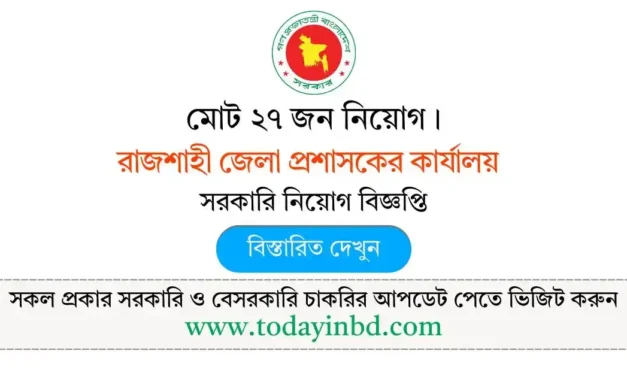 Rajshahi DC Office Job Circular 2025 – Govt Job Circular